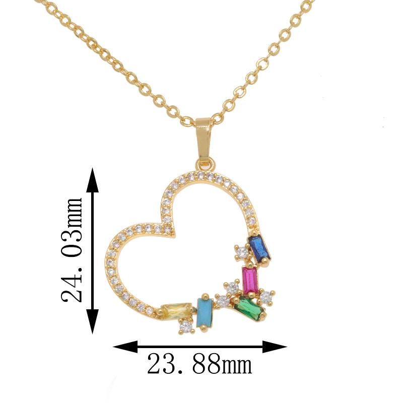 Wholesale Colored Zircon Heart Shape Girls Fashion Jewelry Necklace