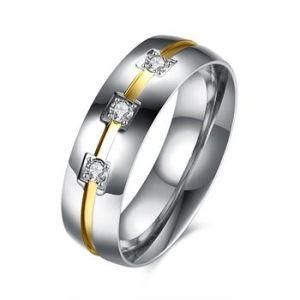 Fashion Jewelry Man Stainless Steel Diamond Silver Wedding Ring