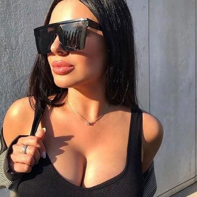 Female Big Frame Shades Black Lady UV400 Sun Glasses