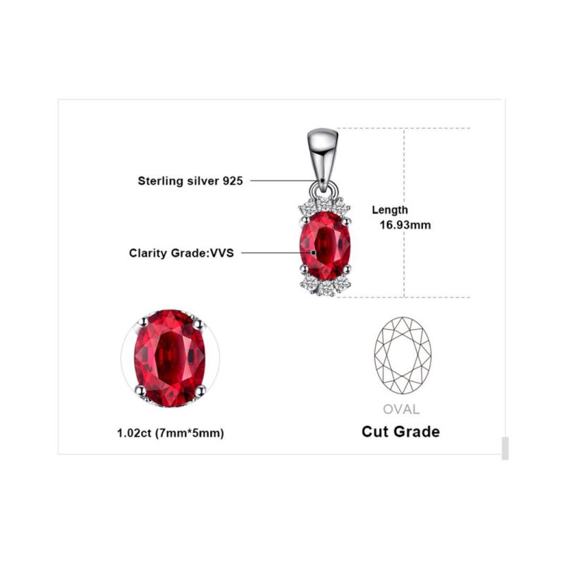 Semi Precious Stone Garnet Pendant 925 Sterling Silver Classic Jewelry for Women