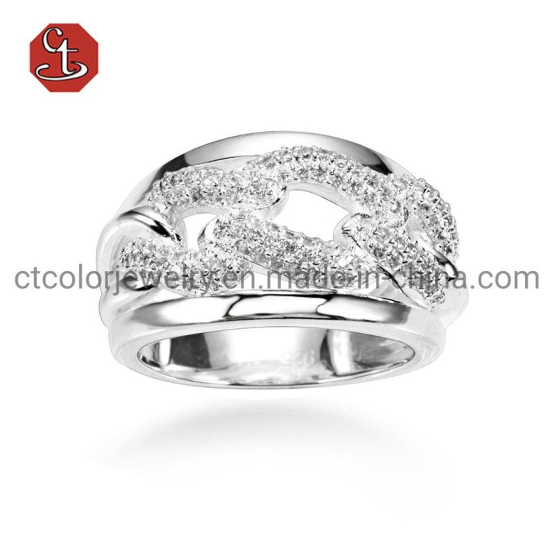 Trendy 925 Sterling Silver Jewelry Chain Rings for Women