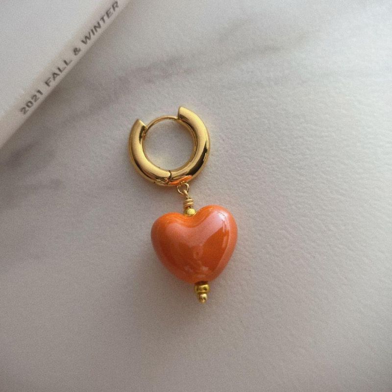 Fashion Jewellery Color Mixed Sweet Ceramic Heart Earrings