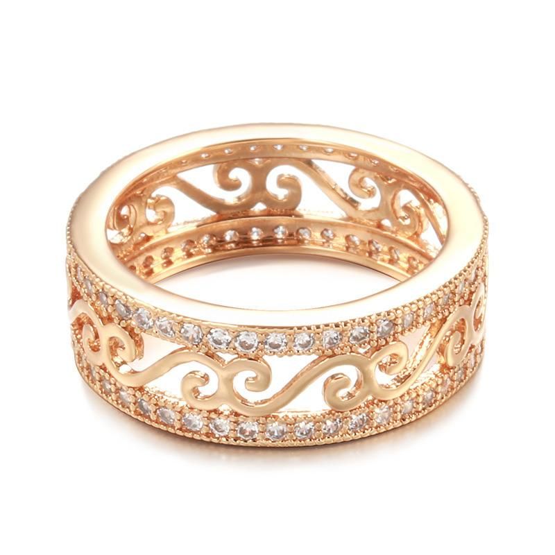 Hollowout Ring 585 Rose Gold Simple Fashion Ring