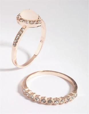 Factory Supplier Rose Gold Cat Eye Alloy Ring Stack Pack