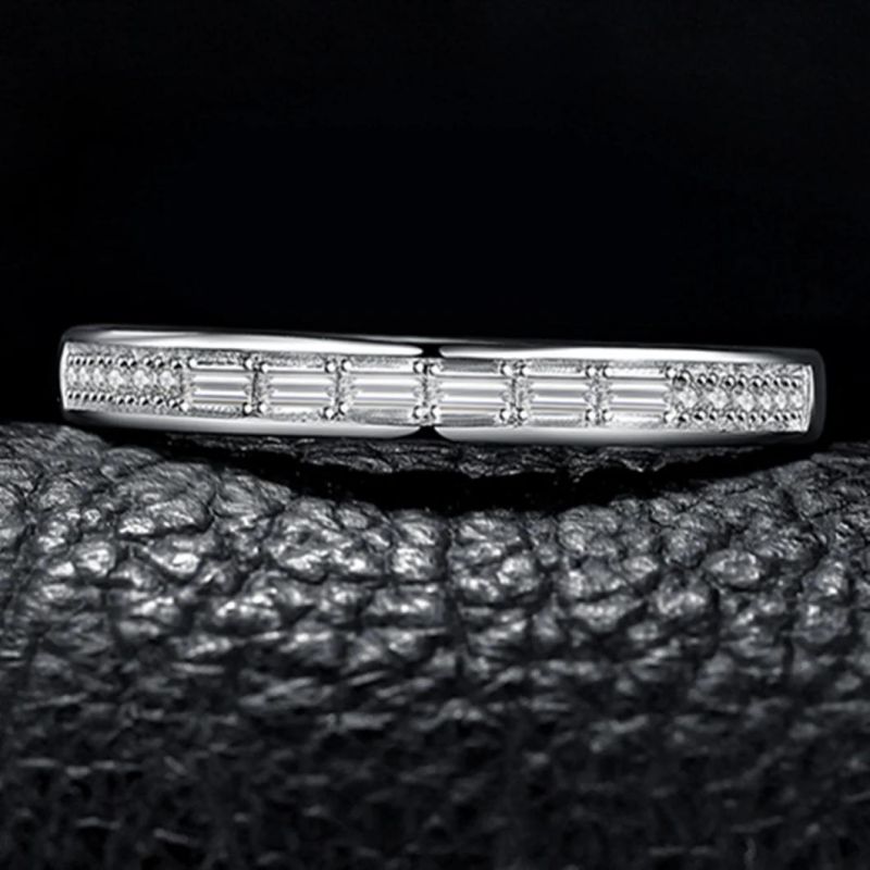 Cubic Zirconia Half Eternity Channel Set Wedding Band 925 Sterling Silver Rings Wholesale