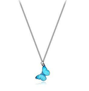 New Purple Blue Butterfly Pendant Necklace for Women Vintage Cute Fashion Necklace Wedding Necklace Choker Jewelry