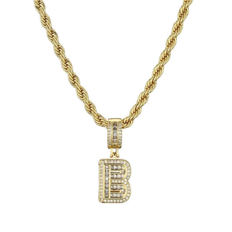 Fashion Hip Hop Copper Brass Gpld Plating Zircon Necklace