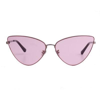 2019 Designer Cat Eye Pink Lens Metal Sunglasses