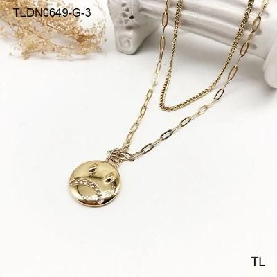 Manufacturer Custom Fashion jewellery Top Ranking 14K 18K Gold Plated Couple Necklace 2 Layer Chain Jewelry Stainless Steel Wholesale