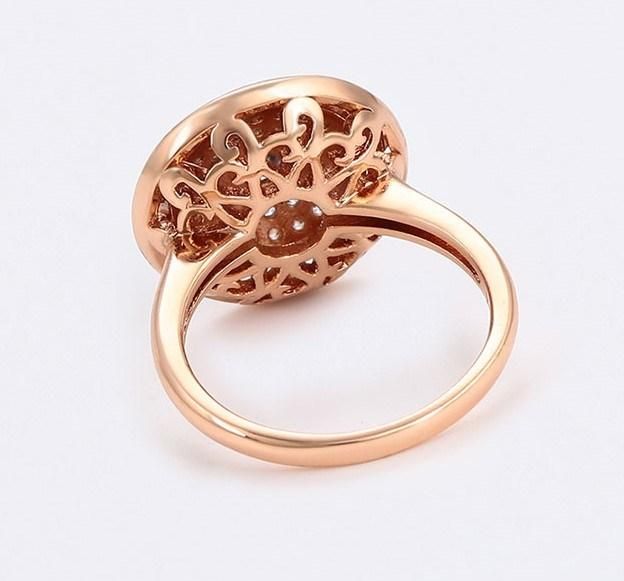 Unique Design Engagement Rose Gold Plated Color Diamond Elegant Shape Design Ring Women