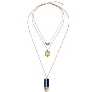 Fashion Retro 3 Layered Chain&#160; Bullet Tassel Pendant Necklace for Women