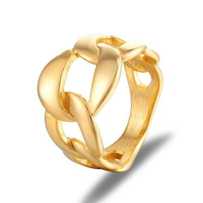 Hip Hop Style Stainless Steel Ring Chain Splicing Minimalist Ring Female Titanium Steel 18K Gold Jewelry