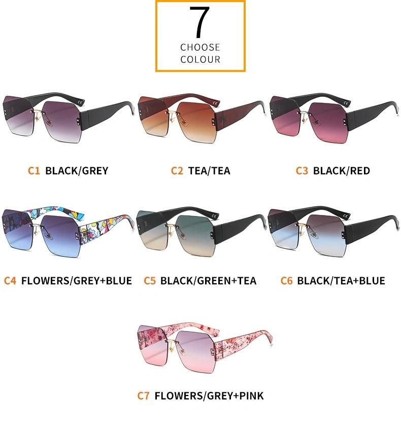 2022 New Square Sunglasses Women Luxury Brand Designer Frame Transparent Gradient Sunglasses