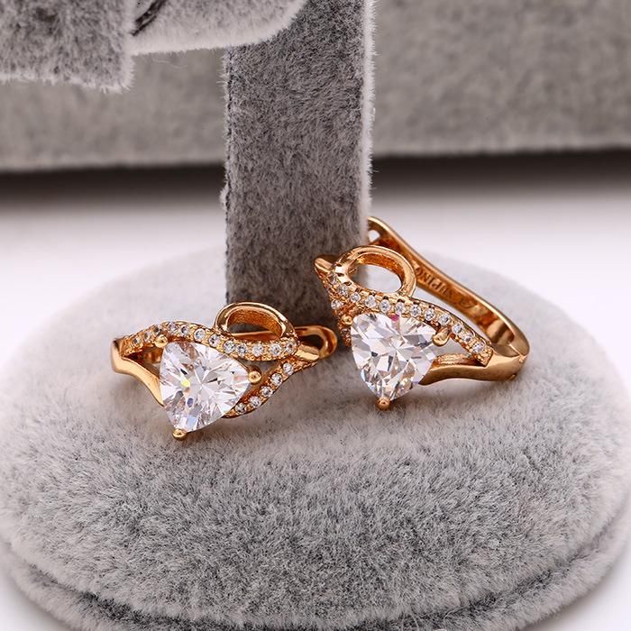 Wholesale Fashion Jewelry 18 K Gold Plated Hoop Earrings with Zircon for Female