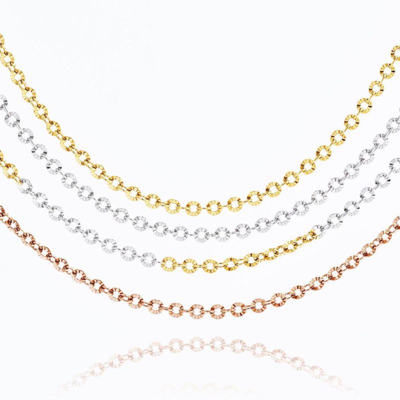 Manufacturer Wholesale Jewellery 18K Gold Plated Necklace Cable Chain with Flower Embossed for Jewelry Craft Design DIY