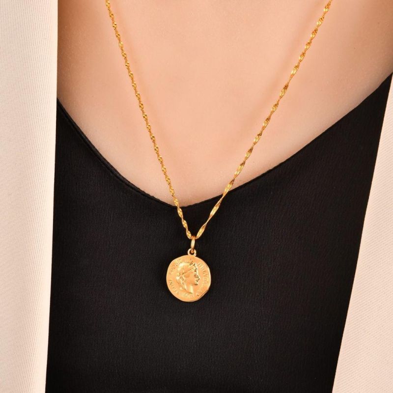 Layered Necklace for Women Coin, Water Drop Pendants Mix Herringbone and Curb Necklace Chain Jewelry