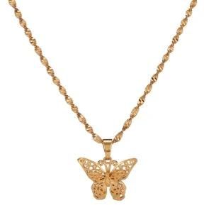 Stainless Steel Butterfly Statement Necklaces Pendants Woman Chokers Collar Water Wave Chain Necklace Chunky Jewelry