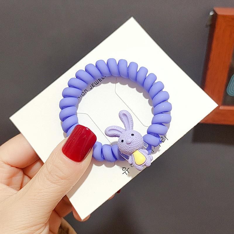 Very Peri Cartoon Telephone Line Band Traceless Head Rope Elastic Durable Rubber Band Hair Accessories Hair Ring