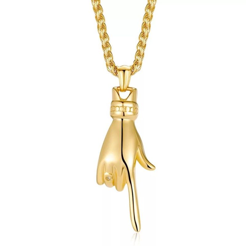 18K Gold Plated Personality Gesture Finger Pendant for Custom