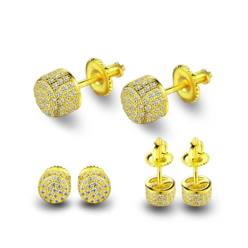 Hiphop Diamond CZ Men′s Stud Earrings Jewelry