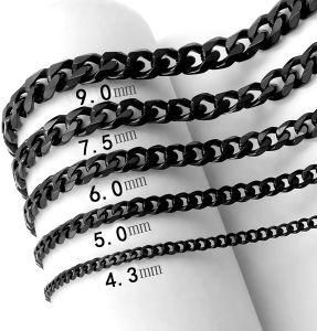Fashion High Quality Stainless Steel Black Plating Chain Necklace for Women and Men