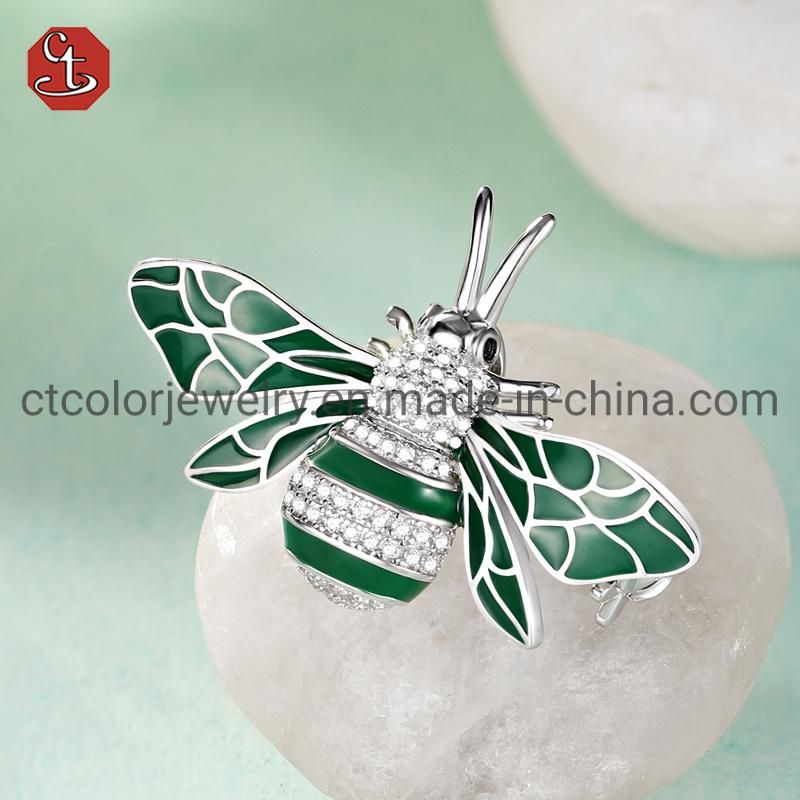 Fashion Jewelry 925 Sterling Silver or Brass Jewelry Gold Plated Enamel Little bee Earring