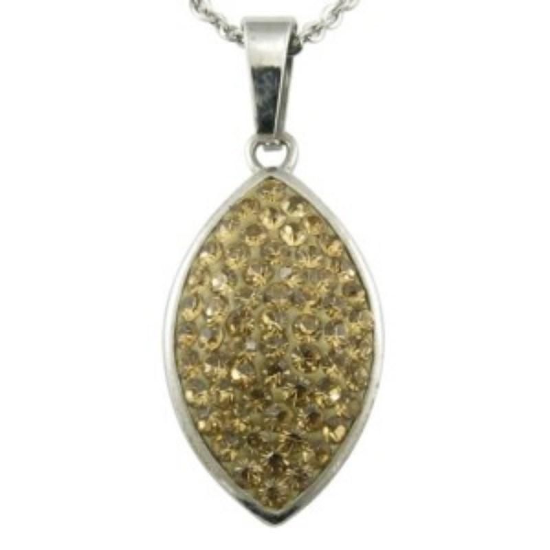 Glue Crystal Oval Lady Leaves Necklace