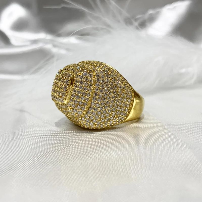 2022 Hip Hop Jewelry K Gold/925 Silver Gift Ring