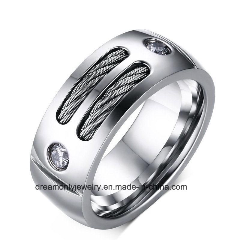 Wholesale Fashion Men′s Wire Cable Jewelry Stainless Steel Cable Ring