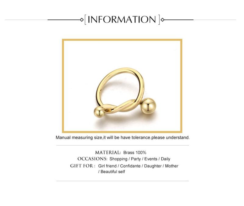 Knotted Art Shape and Beads Wedding Brass Ring