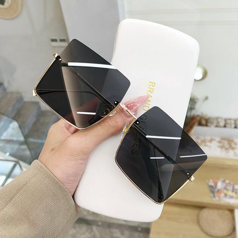Fashion Half Frame Sun Glasses with Metal Retro Square Ink