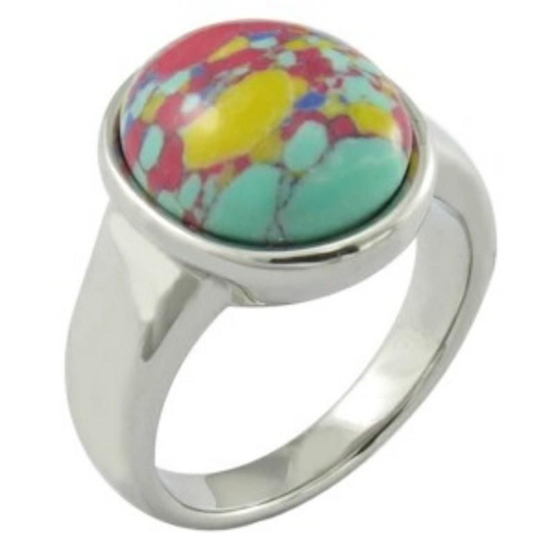 Natural Gemstone Rings Stainless Steel Jewelry Ring