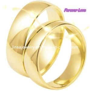 Fashion Couple Jewelry Gold Stainless Steel Wedding Ring