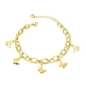 Fashion Jewelry Women Adjustable Paper Clip Chain stainless steel Butterfly Women &#160; Bracelet
