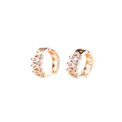 Simple Luxury Fashion Jewellery Youth Female 18K Rose Gold Plated Crystal Earring for Female