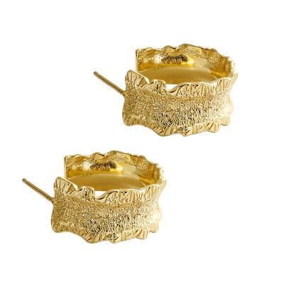 Fashion Simple Wave Sand Surface Wide Face Earrings Jewelry