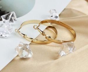 Girl Contracted Fashion Earrings Thick Hoop Circle 14K Gold Plated Hoop Earrings