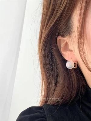 New Trendy Big French Design Freshwater Mabe Oil Pearl Earrings in Blue Pink White Pink Colorful Fashion Women Accessories