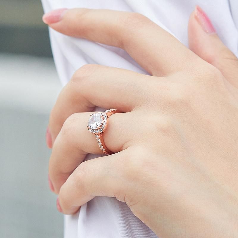 925 Sterling Silver Fine Jewelry Women Diamond Engagement Wedding Rings