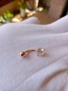 14K Yellow Gold Body Piercing with 2CT Moissanite