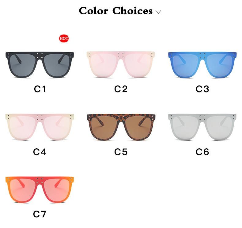 One-Piece Big Frame Sunglasses Fashion Rivet Colorful Mercury Sunglasses