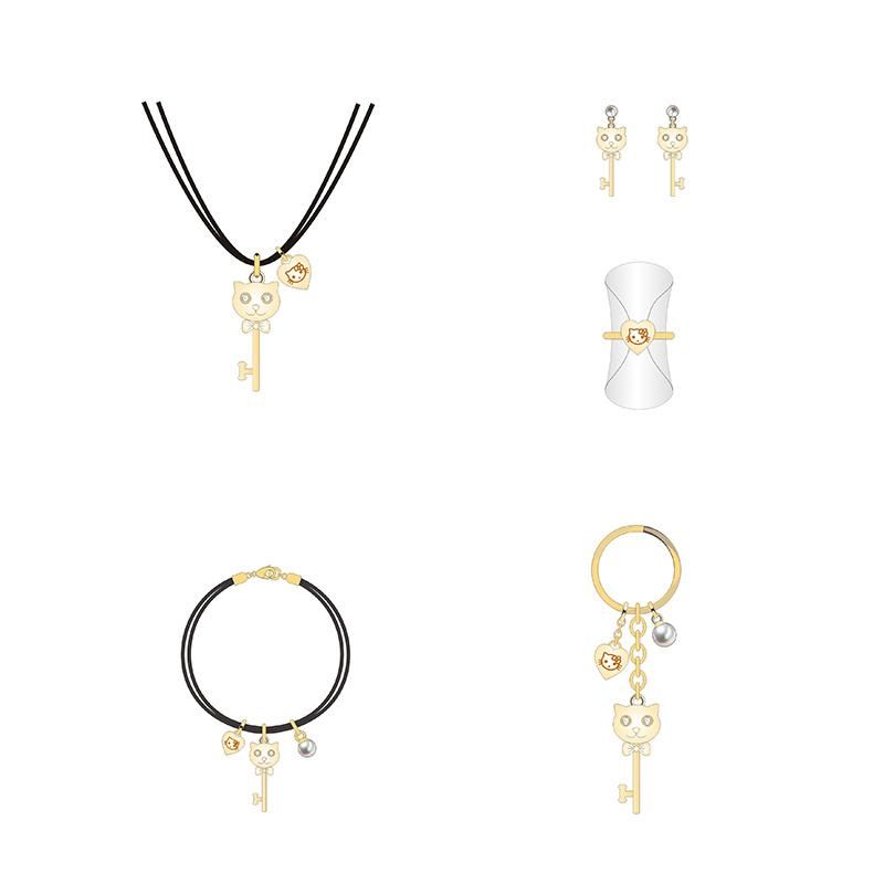 Golden Cat Head Creative Design Jewelry Set