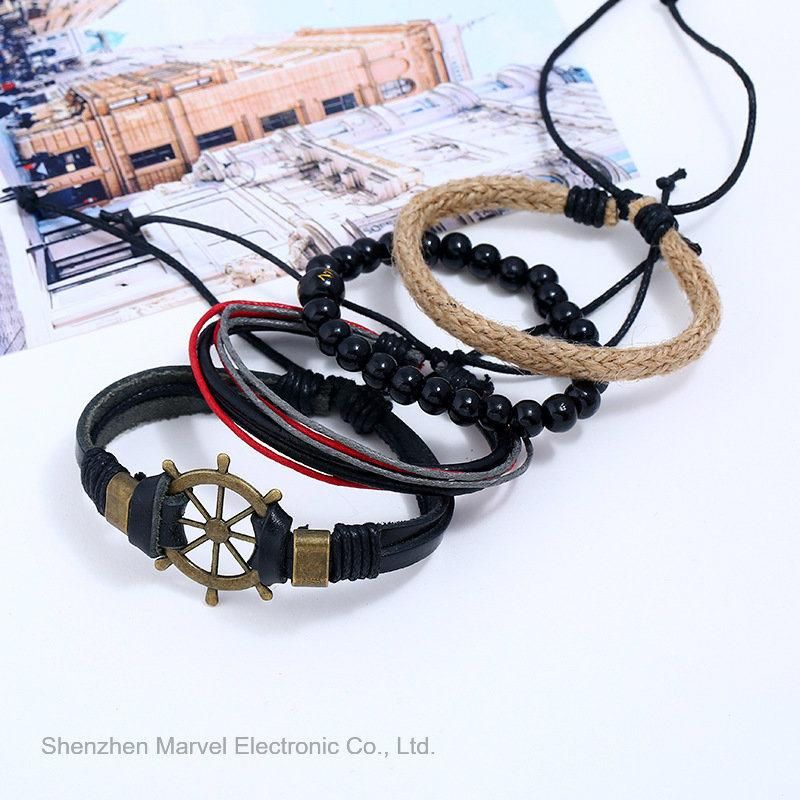 Leather Bracelets for Woman Men Multilayer Bracelet Vintage Handmade Wristband Jewelry