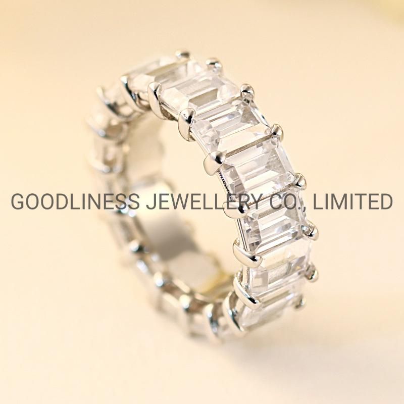 Trendy Diamond Wedding Jewelry 925 Sterling Silver Women Rhinestone Rings