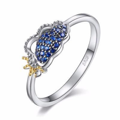 Fashion Jewelry Sky Clouds Sunny Days Created Blue Spinel Ring 925 Sterling Silver Wholesale