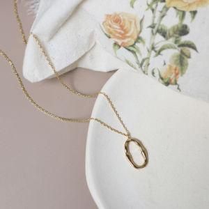 New Design Women Necklace Fashion O Letter Pendant Choker Necklace Stainless Steel 18K Gold Plated Necklace
