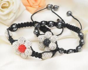 Flower Shape Crystal-Encrusted Shamballa Bracelet (SBL-B007)