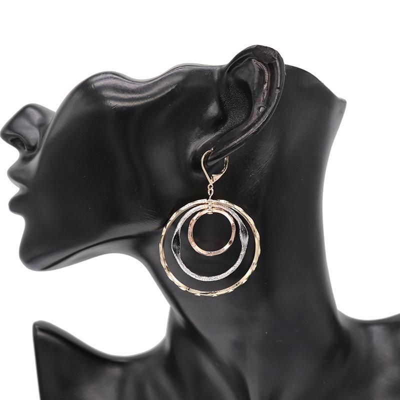 Trendy Tricolor Gold Plated Safety Pin Hoop Stud Earrings