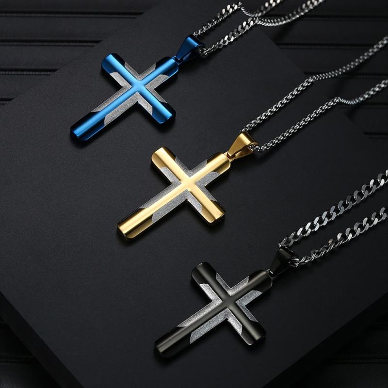 Face Simple Style Pendant Hip Hop Cross Necklace Cross-Border Accessories