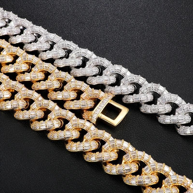 Gold Plated 3D Print Full Chain Necklace with CZ